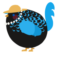 A sable and sky chicken with a half-lace pattern
