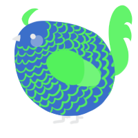 A gold and plum chicken with a lace pattern
