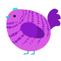 A orchid and violet chicken with a bar pattern