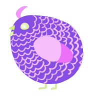 A blurple and lavender chicken with a lace pattern