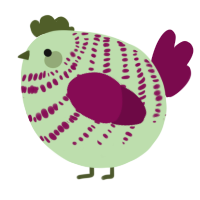 A gluppy and wine chicken with a bar pattern