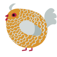 A orange and silver chicken with a lace pattern