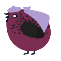A maroon and sable chicken with a half-lace pattern