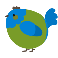A chartreuse and sapphire chicken with a head pattern
