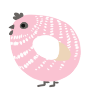 A rose and cream chicken with a bar pattern