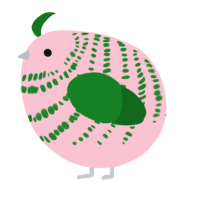 A rose and leaf chicken with a bar pattern