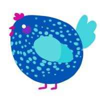 A ultramarine and aqua chicken with a speckle pattern