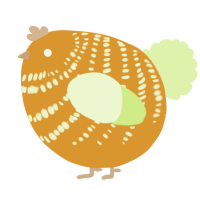 A orange and apple chicken with a bar pattern
