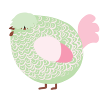 A gluppy and rose chicken with a double-lace pattern
