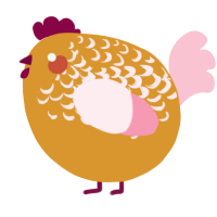 A orange and rose chicken with a half-lace pattern