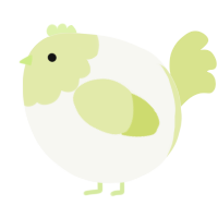 A white and lemon chicken with a head pattern