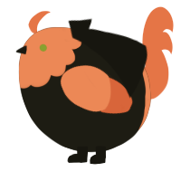 A sable and vermilion chicken with a head pattern
