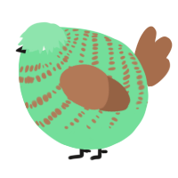 A spring and brown chicken with a bar pattern
