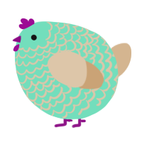 A mint and beige chicken with a lace pattern