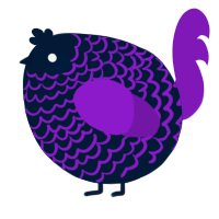 A tumblr and violet chicken with a lace pattern