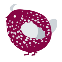 A maroon and mist chicken with a speckle pattern