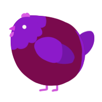 A wine and violet chicken with a head pattern