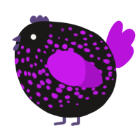 A sable and amethyst chicken with a speckle pattern