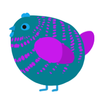 A sea and amethyst chicken with a bar pattern