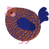 A russet and navy chicken with a lace pattern