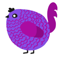 A blurple and plum chicken with a lace pattern