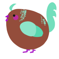 A russet and mint chicken with a neck-band pattern