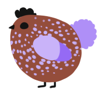 A russet and lilac chicken with a speckle pattern