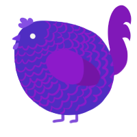 A indigo and violet chicken with a lace pattern
