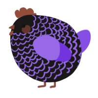 A sable and blurple chicken with a lace pattern