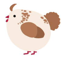 A cream and brown chicken with a neck-speckle pattern
