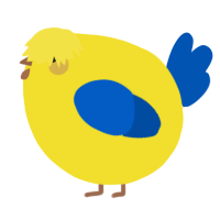 A yellow and ultramarine chicken