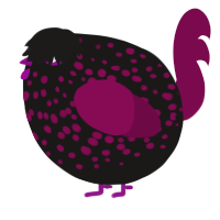A sable and wine chicken with a speckle pattern