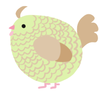 A apple and beige chicken with a lace pattern