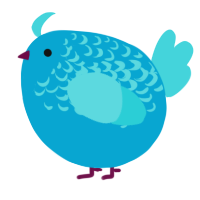 A cerulean and aqua chicken with a half-lace pattern