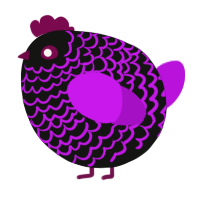 A black and amethyst chicken with a lace pattern