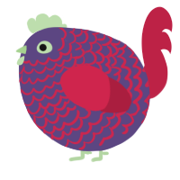 A overcast and crimson chicken with a lace pattern