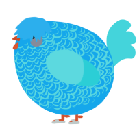 A sky and aqua chicken with a double-lace pattern