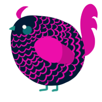 A tumblr and fuchsia chicken with a lace pattern