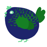 A navy and leaf chicken with a half-lace pattern