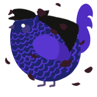 A navy and indigo chicken with a lace pattern