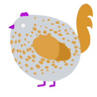 A mist and orange chicken with a speckle pattern