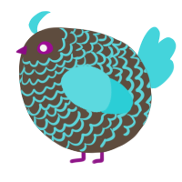 A bark and aqua chicken with a lace pattern