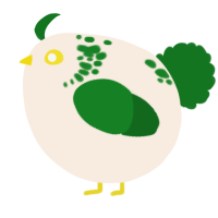 A cream and leaf chicken with a neck-speckle pattern