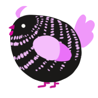 A sable and lavender chicken with a bar pattern