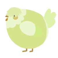 A lemon and apple chicken with a head pattern