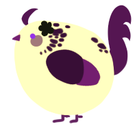A black and gluppy chicken with a neck-speckle pattern