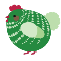 A viridian and gluppy chicken with a bar pattern