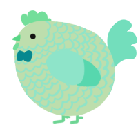 A gluppy and mint chicken with a lace pattern