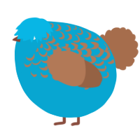 A cerulean and brown chicken with a half-lace pattern