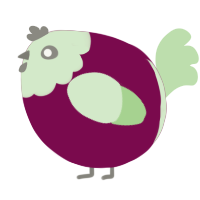 A wine and gluppy chicken with a head pattern